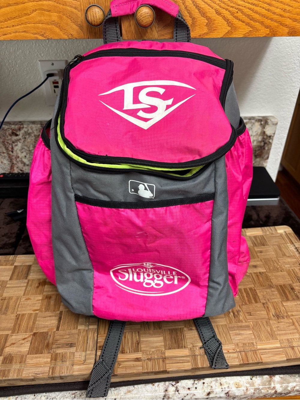 Louisville Slugger Kids Pink and Gray Backpack